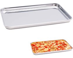 Baking Tray, 2 Pieces, Stainless Steel Cake Plate, Baking Tray, Rectangular Grill Dishes for Baking, Roasting - ShopVlot