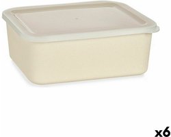 Bakje met deksel Bamboe Melamine Geel 17 x 8 x 23,5 cm (6 Stuks)