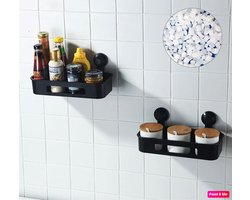 Bakje met zuignap - Badkamer - Zwart - Douchebakje met zuignap