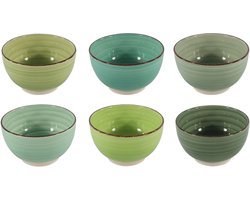 Bakje / Schaaltje - 6 Stuks - Aardewerk - Ø14Cm - Groen