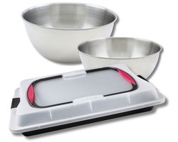 Bakken set bakplaat 42 x 29 cm met deksel, 2 mengkommen en 1 spatel Zenker