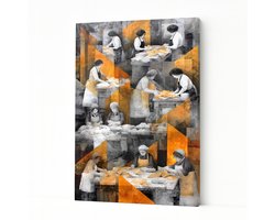 Bakkers aan het werk - Design aan de muur - Canvas schilderij - 75x100 cm