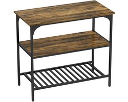 Bakkersrek, 3-laags Keukenrek Met Stalen Frame, Rustiek Bruin+Zwart