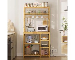 Bakkersrek met Stopcontacten en Grote Capaciteit - Keukenrek met Haken voor Organisatie