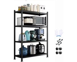 Bakkersrekken voor keuken, 4 verdiepingen, robuust staand rek, keukenrek, multifunctioneel, garagerek op wielen, metalen opbergrek voor keuken, garage, kantoor (60 x 35 x 120 cm)