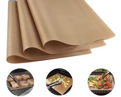 Bakmat - 3 bakmatjes - Teflon - Bruin - Bakmat - BBQ mat - Barbecue Mat - Ovenmat - Ovenbeschermer - Hoge Kwaliteit - Anti Plak - Hitte Bestendig - CHPN