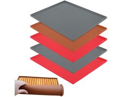 Bakmat met rand, set van 6, bakmat Swiss rolmat van siliconen bakplaat met rand, ovenvast tot 230 °C, rood/grijs/bruin