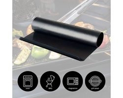Bakmat - Ovenmat - Grill mat - ovenbeschermer - BBQ mat - Herbruikbaar - Zwart - Vaatwasbestendig - Ovenbeschermer - Lekmat - anti aanbak