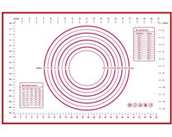 Bakmat Siliconen Deegmat - Hittebestendig en Herbruikbaar Bakpapier - Anti Kleef & Anti Aanbak - Ovenmat 60x40cm met Maataanduidingen - Rood- hittebestandig-bakken-