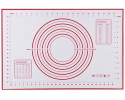 bakmat/deegmat silicone groot 60 x 40 cm -anti-stick-hittebestendig-herbruikbaar - rood / wit