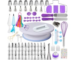 Bakset 137 delig - Taart Decoratie Set - Met Draaischijf Roestvrijstalen Spuitmondjes - Voor Slagroom Fondant Cupcakes - Beginners Cadeau