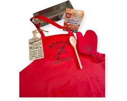 Bakset met naam 6-delig geweldig origineel persoonlijk cadeau springvorm schort lepel ovenwant recept broodplank taartmix voor de bakkers kerstpakket of verjaardag