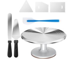 Bakset van 30 cm, draaiplateau voor taart, van aluminium met 2 glazuurspatel, 3 schrapers, gebruiksvoorwerpen voor taartdecoratie