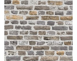 BAKSTENEN BEHANG | Industrieel - grijs beige - A.S. Création The Bos