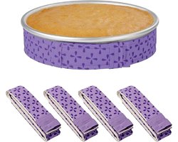 Bakstrips Set - Taartvorm Strips - Egale Taarten Bakken - Super Absorberend Katoen - 4 Delig - Paars