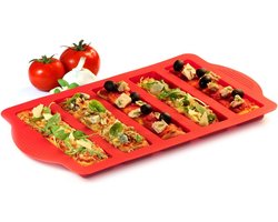 Bakvorm, cakevorm, pizza party - 5 Gaten Cake Silicone Mold Pizza rechthoek Bakpan Pastry Tray Mold Party Keuken Bakgerei Tool Geschikt for het maken van Dessert, rood