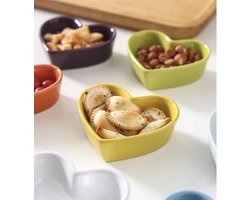 Bakvorm - Hartvorm - Tapas schaaltje - Snack schaaltje - Saus schaaltje - 70ml - Geel - Paars - Oranje - Wit