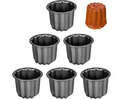 Bakvorm Set - Mini Cake Vormen - Cakes Bakken - Carbon Staal - 6 Stuks 5cm - Grijs