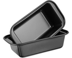 Bakvorm Set - Ovenschaal Cakevorm - Gebak Maken - Anti-aanbak Maifan Steen - 18.5x9.8x4.5CM - Zwart
