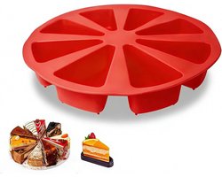 Bakvorm voor scones - Siliconen cakevorm - Cakevorm - Driehoekig ontwerp met 8 gaten - Bakvorm - Ook geschikt voor het maken van pizzapunten, muffins en cheesecake - Rood