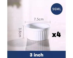 Bakvormen - 4-delig - Ronde vorm - Tapas schaaltjes - Snack schaaltjes - Saus schaaltjes - 96ml - 3 inch