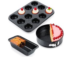 Bakvormen Broodvorm Muffin Taartvorm 3 stuks - Bakvormenset - Set - Springvorm - Vorm voor Bakken - Taartvorm - Bakplaat