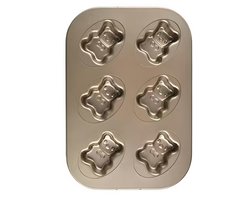 Bakvormen in de vorm van een kat, beer en varken (3 designs) voor het bakken van koekjes, muffins en desserts - Bakvormen van koolstofstaal met 6 holtes, perfect voor familiebijeenkomsten en feesten - 3 stuks.