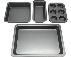 Bakvormen-set - 4-delig - donkergrijs