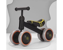 Balance Bike for Children from 1 Year Old, Toy with 4 Wheels for Baby Bike from 12 to 36 Months, First Bike Without Pedals for Boys and Girls as Birthday Gift, 50 x 18 x 38 cm, Black