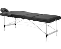 Balance Opklapbare Massagetafel Aluminium 3-Delig Zwart – Verstelbaar – Inklapbaar – Eco-Leer – Inclusief Draagtas