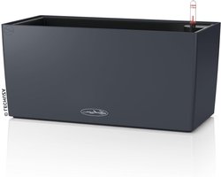 Balconera Color 40 Slate Grey Balcony Box with Irrigation System, Water Level Indicator, and Plant Insert - Matt Surface