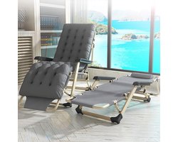 Balcony Office Relaxation Chair Sun Lounger Deck Chairs Weightless Chairs Lounger Outdoor Reclining Sun Bench Garden Chair Sun Lounger Adjustable and Foldable Black Max. 260 cm