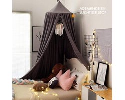 Baldakijn kinderkamer 245 cm - in 5 kleuren - bedhemel meisjes, jongens & baby - hemelbed gordijnen - muggennet dubbel bed - hemel babybed - Canopy - Chestnut