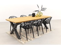 Bali eetkamerstoel in groen en poten in massief eiken