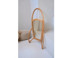 Bali Lifestyle Store - Raket spiegel XXL - Kinderkamer decoratie Jongen - Babykamer wanddecoratie - Bamboe - 60x45 cm