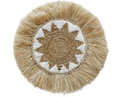 Bali Lifestyle Store - Ronde Wanddecoratie - Boho Bohemian Muurdecoratie - Zeegras en Bamboe - Bruin en Wit
