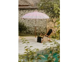 Bali parasol - half zilver roze - 180 cm