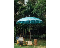 Bali parasol - half zilver zee blauw - 250 cm