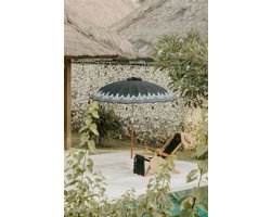 Bali parasol - half zilver zwart - 180 cm