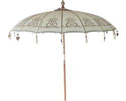 Bali parasol - licht blauw - 250cm - half zilveren beschildering