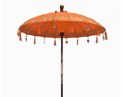 Bali Patio Parasol - Katoen - Oranje Decor - 2m