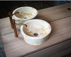 Bali-S Waskom - Natuursteen - Rond - Badkamer Wastafel - Marmer Wasbak - Marmer Waskom - Bali Waskom Hoogwaardige Kwaliteit - Handgemaakt - Duurzaam - Kleur: Beige