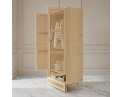 BaliRattan Luxe 2-Deurs Kledingkast met Kledingstang en Opbergvak – Rotan Look – Naturel – 90 x 45 x 183 cm – Moderne Garderobekast voor Slaapkamer en Woonkamer House & Garden