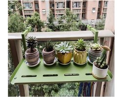 Balkon bijzettafeltje - Hangtafel smeedijzer - Buiten genieten - Verstelbaar frame - L60*B25cm - Groen