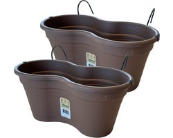 Balkon bloembak Hangbak Compleet - Bruin- 37 x 20 x 17 cm - 2 Stuks