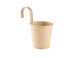Balkon Bloempot Ø12xH19 cm – Beige Hangbloempot met Haak – Plantenpot voor Balkonhek & Reling
