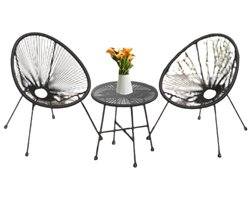 Balkon Furniture 3 Set - Garden Furniture Set - Buiten Patio Set - Comfortabel ergonomisch ontwerp - Stoelen 64x65x77cm, Tabel 50,5x52cm