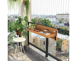 Balkon Hangtafel - Klaptafel Inklapbaar - Ruimte Besparen - Verstelbare Haken - 90x30x30cm - Geel
