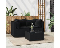 Balkon Lounge Set - Hoekbank Tuinmeubel - Buiten Ontspannen - Modulair Ontwerp - 63 x 63 x 57.5 cm - Zwart