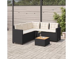 Balkon Loungebank - Hoekbank Tuin - Buiten Ontspannen - L-vormig Ontwerp - 175 x 175 cm - Zwart